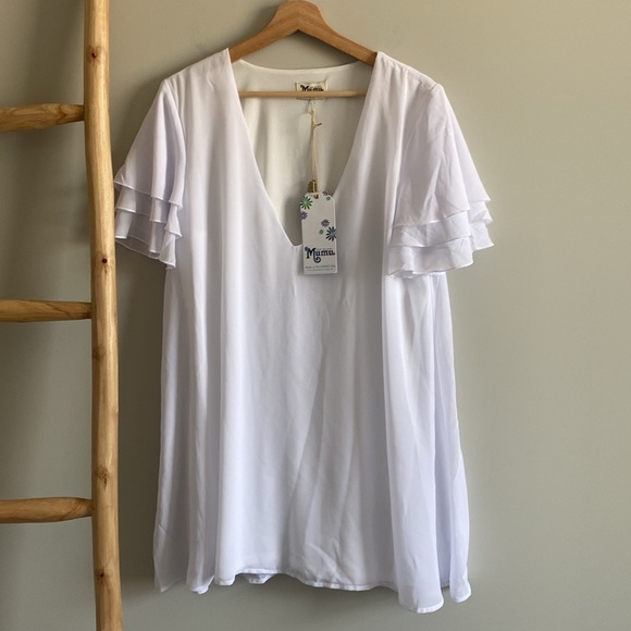 Show Me Your Mumu Disick White Mini Dress Sz Medium NWT - Picture 2 of 6